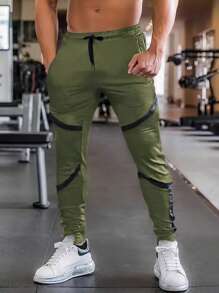 Manfinity Sport Corelite 男士抽繩運動褲 - 軍綠色 - 查看 3