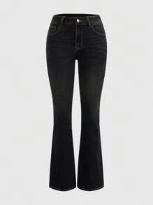 ROMWE Grunge Punk Beaded Embroidery Wing Shaped Flare Jeans, School