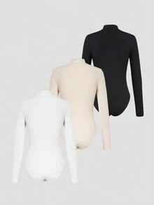 Chiquease 女士立领镂空针织罗纹长袖连体衣 - 彩色 - 查看 2