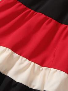 SHEIN Little Girls' Color Block Sleeveless Dress - Multicolor - View 3