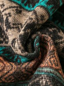 EMERY ROSE 加大码全印花抽绳套头卫衣秋季卫衣 - 咖啡棕 - 查看 5