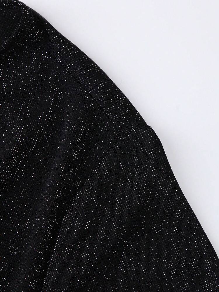Plus Size Wrap Top Asymmetric Hem Glitter Dress