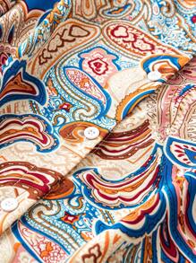 SHEIN Clasi 大尺碼派對印花襯衫 - 寶藍色 - 查看 4