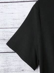 INAWLY 大尺碼女唇和豹紋印花短袖 T 卹 - 黑色 - 查看 5