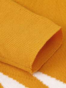 SHEIN Little Girls' Cartoon Pattern Raglan Sleeve Sweater - Yellow - View 3