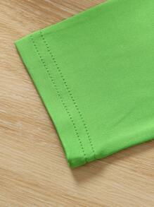 SHEIN Little Girls' Clover Pattern Printed Long Sleeve Top And Pants Set - Green - View 7