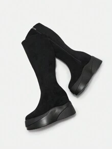 SheIn ICON Fashionable Women's Flatform Over-the-knee Boots