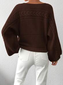 EURMUSE Sudadera Con Mangas Estilo Murciélago Y Un Solo Color Para Mujeres - Marrón - Ver 2