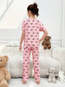 Teenage Girls' Heart & Eyelash Patterned Homewear Set - Pink - View 2