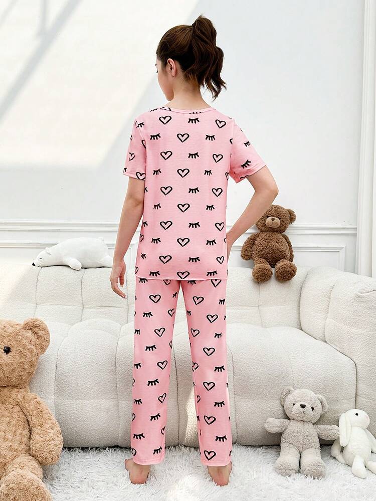 Teenage Girls' Heart & Eyelash Patterned Homewear Set