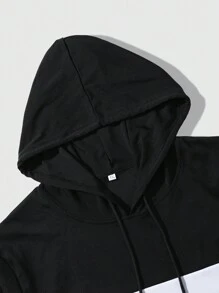 Manfinity Homme 大尺碼男士袋鼠口袋對比綁帶連帽衛衣和運動長褲套裝 - 藍白色 - 查看 6