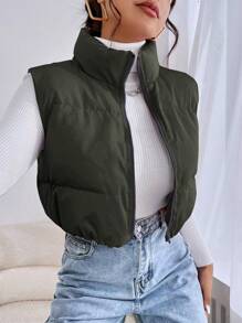 EURMUSE 立領背心式裊 - 軍綠色 - 查看 6