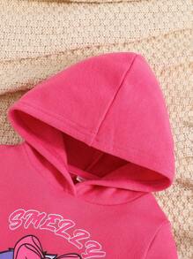 SHEIN Sudadera Rosa Con Capucha De Manga Larga Y Estampado De Perro Para Niñas Bebé - Rosa Fucsia - Ver 6