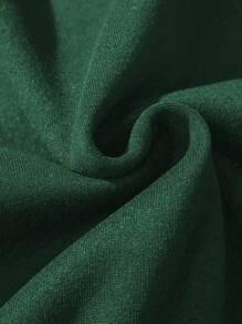 Flirla Plus Size & Letter Printed Hooded Sweatshirt With Drawstring And Thermal Lined Pullover Fall Outfit - Green - View 4