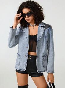 Icel New York Áo khoác denim thường ngày Color Block của nhà thiết kế, ngày lễ, lễ Tạ ơn - Nhiều màu - Xem 5