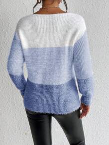 SHEIN Essnce Drop Shoulder Color Block Sweater