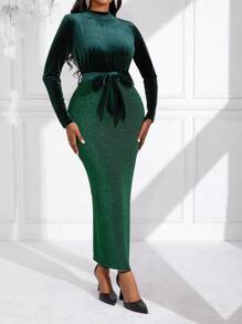 SHEIN Clasi Robe moulante à manches longues col montant
