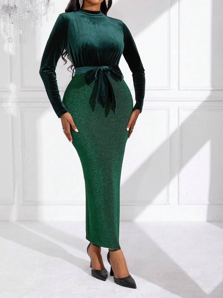 High Neck Bodycon Long Sleeve Dress