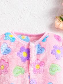 SHEIN 嬰兒女孩彩色3d剪裁立體花朵連身褲 - 淺粉色 - 查看 3