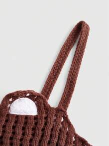 ROMWE Kawaii Plus Size Cartoon Printed Knitted Tank Top - Brown - View 3