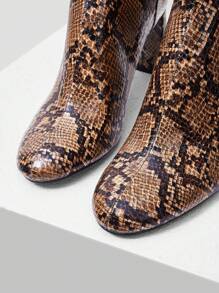 MOTF PREMIUM SNAKE PRINT WOMEN'S MID-CALF BOOTS - Brown - View 4