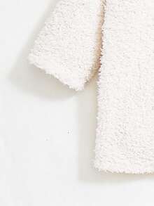 SHEIN 嬰兒女孩v領背心,毛絨夾克和加厚褲子冬季套裝 - 米色 - 查看 3