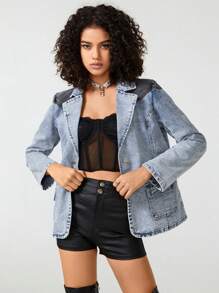 Icel New York Áo khoác denim thường ngày Color Block của nhà thiết kế, ngày lễ, lễ Tạ ơn - Nhiều màu - Xem 3