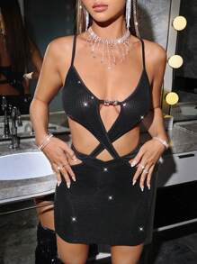 SHEIN ICON Vestido De Cuerpo Cruzado Ajustado Con Huecos