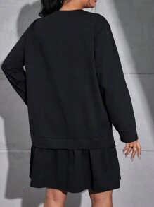 EURMUSE Rozmiar Plus Falbankowy brzeg Sukienki