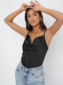 Maija Women's Fashion Plunging Neck Camisole Tank Top, Work Wear,Autumn Outfits For Women - Black - View 7