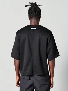 SUMWON 宽松半袖重磅 T 恤 - 黑色 - 查看 2