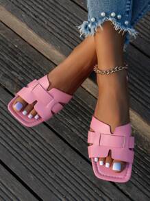 Korean-Style Casual Flat Slippers For Women, Summer Open Toe Breathable Sandals, New Arrival Spring/Summer Weave Roman Style Fashionable Sandal, Perfect Match With Dress For Beach Or Apartment, White/Beige/Black/Orange/Purple/Grey/Gold/Silver/Blue/Green/Pink/Brown/French Leopard Print Formal Shoes, Bohemian Style Walking Shoes/Slippers For Holidays