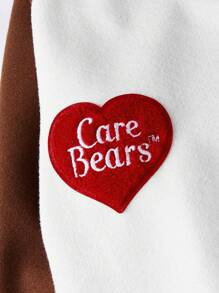 SHEIN X Care Bears 1入組字母拼貼條紋飾邊落肩夾克
