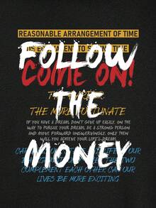 SHEIN EZwear 大码女式标语印花卫衣 - 黑色 - 查看 3