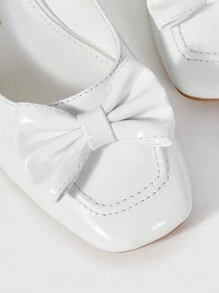 女士時尚高跟蝴蝶結鞋 - 白色 - 查看 6