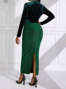 SHEIN Clasi Robe moulante à manches longues col montant