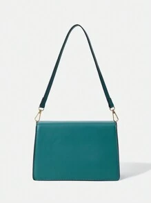 BizChic Fashion Solid Color Commuting Flap Pu Shoulder Sling Bag - Green - View 5