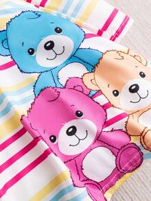 可愛的嬰兒女孩卡通條紋印花裙 - 彩色 - 查看 4