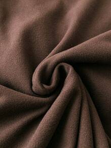 SHEIN LUNE 大尺碼純色立領t卹 - 棕色 - 查看 5