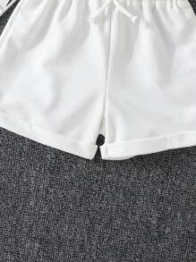 SHEIN 女童休閒3件套裝腰帶蝴蝶結短褲 - 彩色 - 查看 8