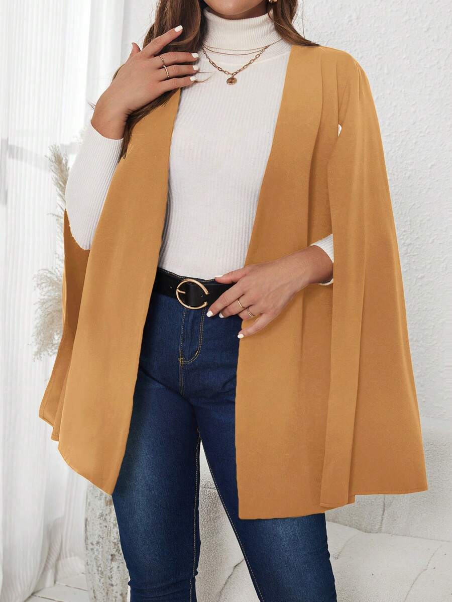 SHEIN Clasi Kích thước lớn Màu thuần Áo choàng Tay áo Áo vest - Lạc đà - Xem 1