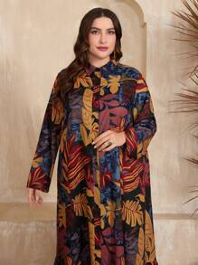 Al Najma Đầm sơ mi in hình cây cỡ lớn cho nữ Maxi Outfit - Nhiều màu - Xem 3