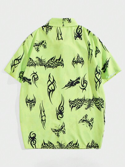 Anime Men's Short Sleeve Turn-down Collar Shirt