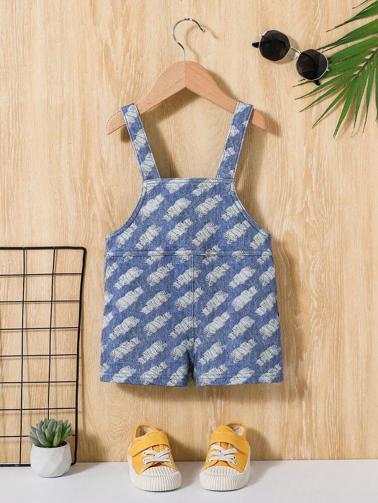 Grenouillère salopette effet vintage en jean pour bébés garçons