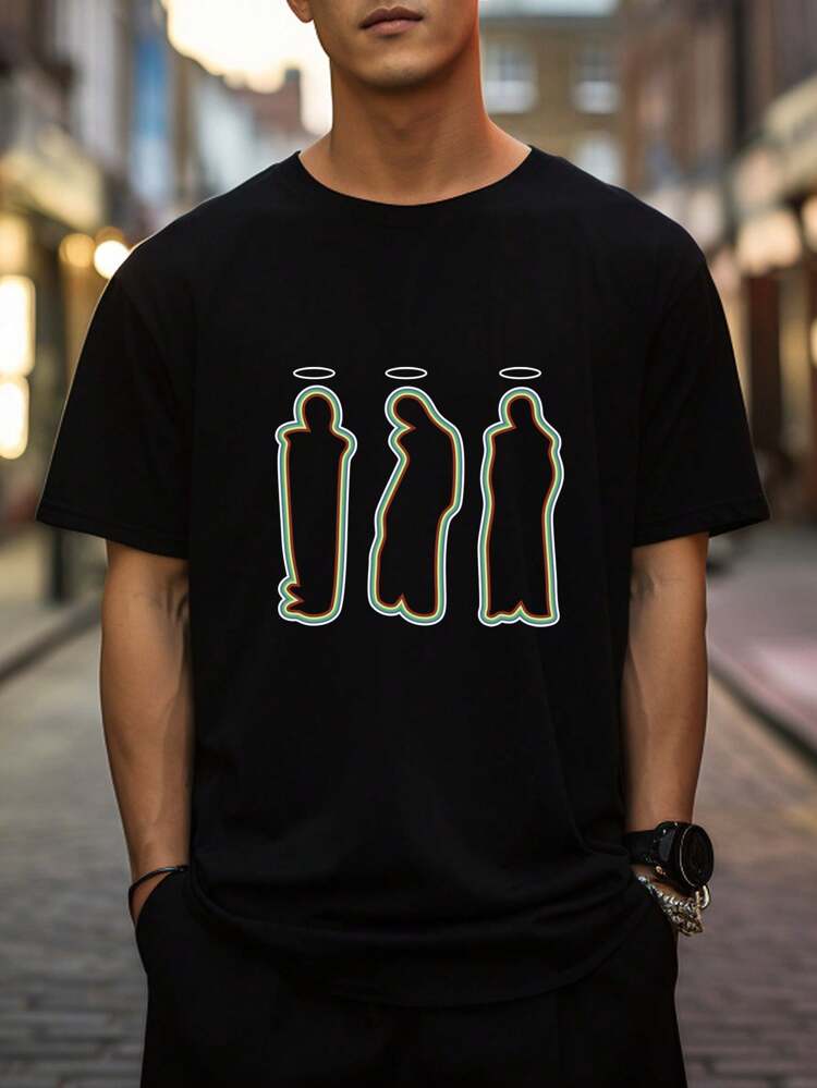 Men's Plus Size Printed Short Sleeve T-shirt