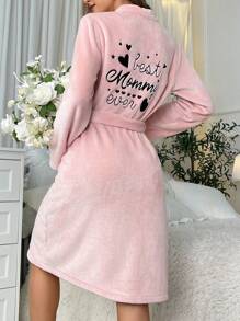 英式刺繡毛絨浴袍