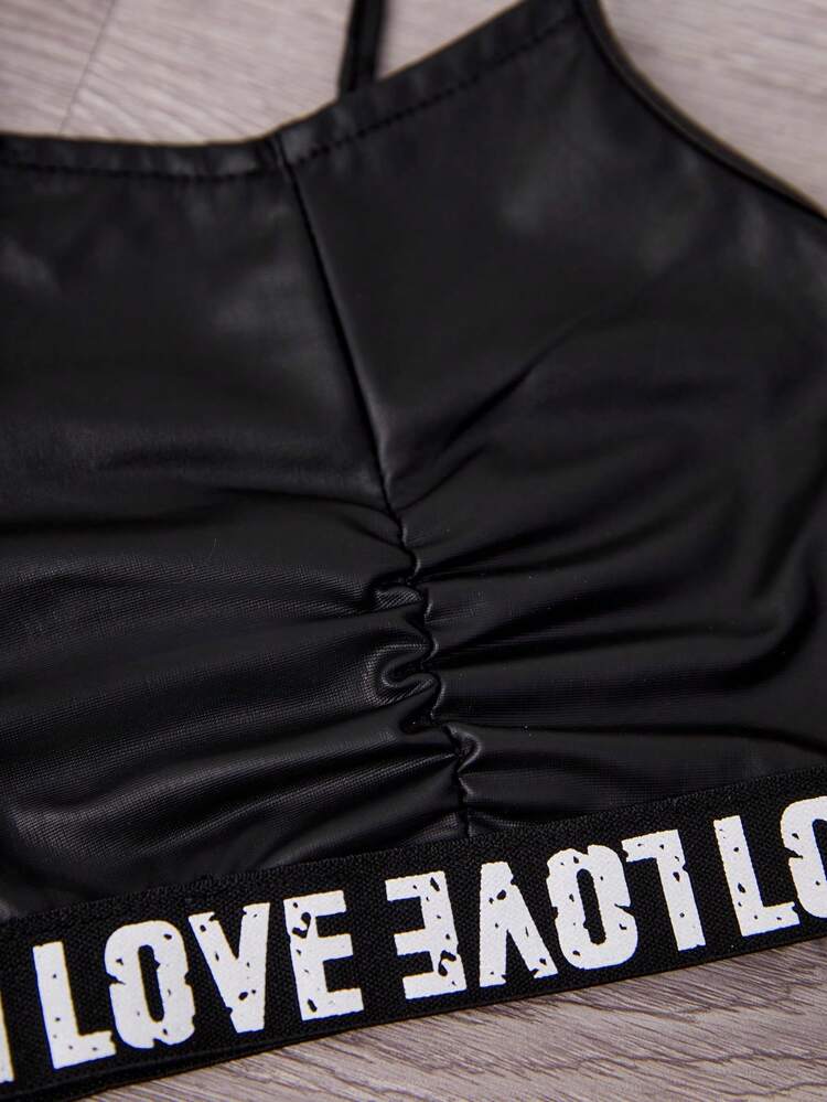 Baby Girls' Letter Strap Camisole Top & Hooded Top & Pants Set