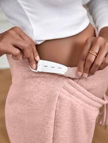 SHEIN 孕婦純色可調腰長褲 - 粉色 - 查看 4