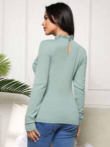 SHEIN Maternity Lace Trim Nursing T-shirt - Green - View 2
