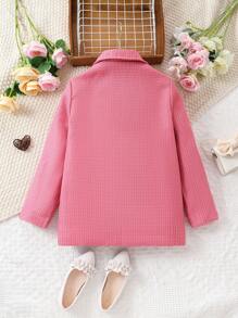 SHEIN Abrigo de lana grueso y elegante para niñas preadolescentes - Rosa Fucsia - Ver 2